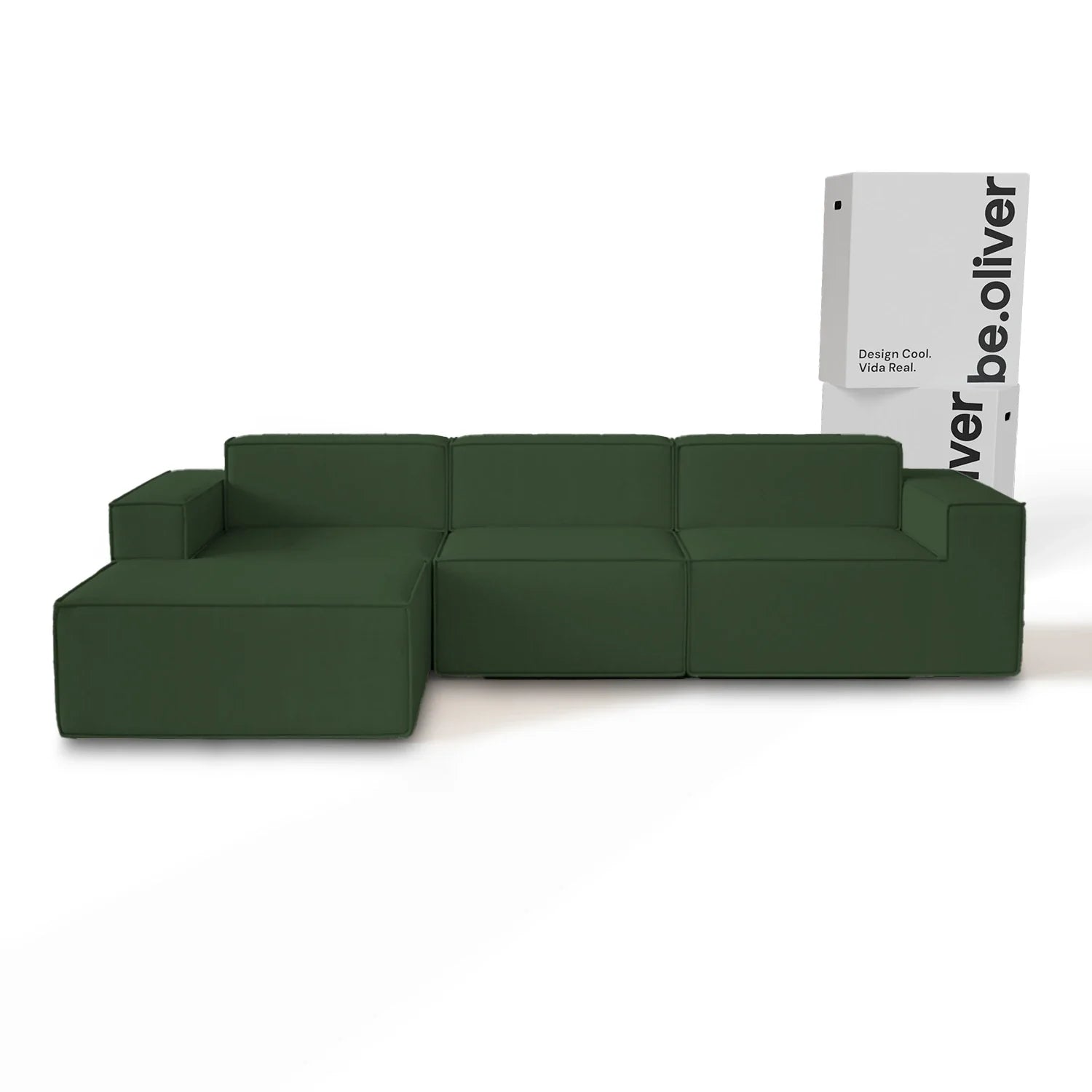 Sofá na Caixa Klein - Bouclê Verde Musgo