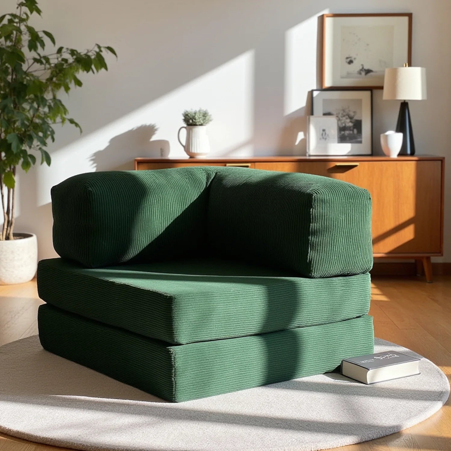 Poltrona do Sofá Cama Bloom Tecido Boucle Verde Musgo - Sofá na Caixa