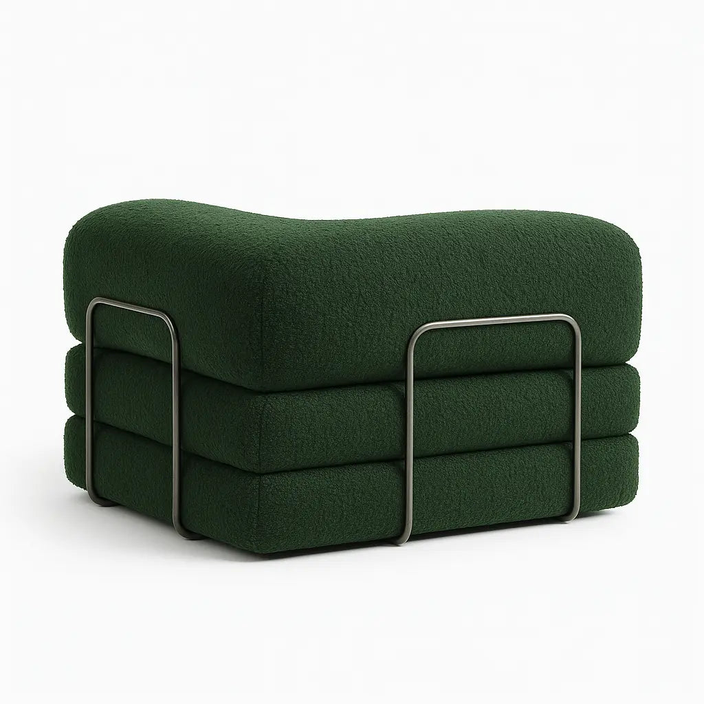 Poltrona do Sofá Cama Bloom Tecido Boucle Verde Musgo - Sofá na Caixa