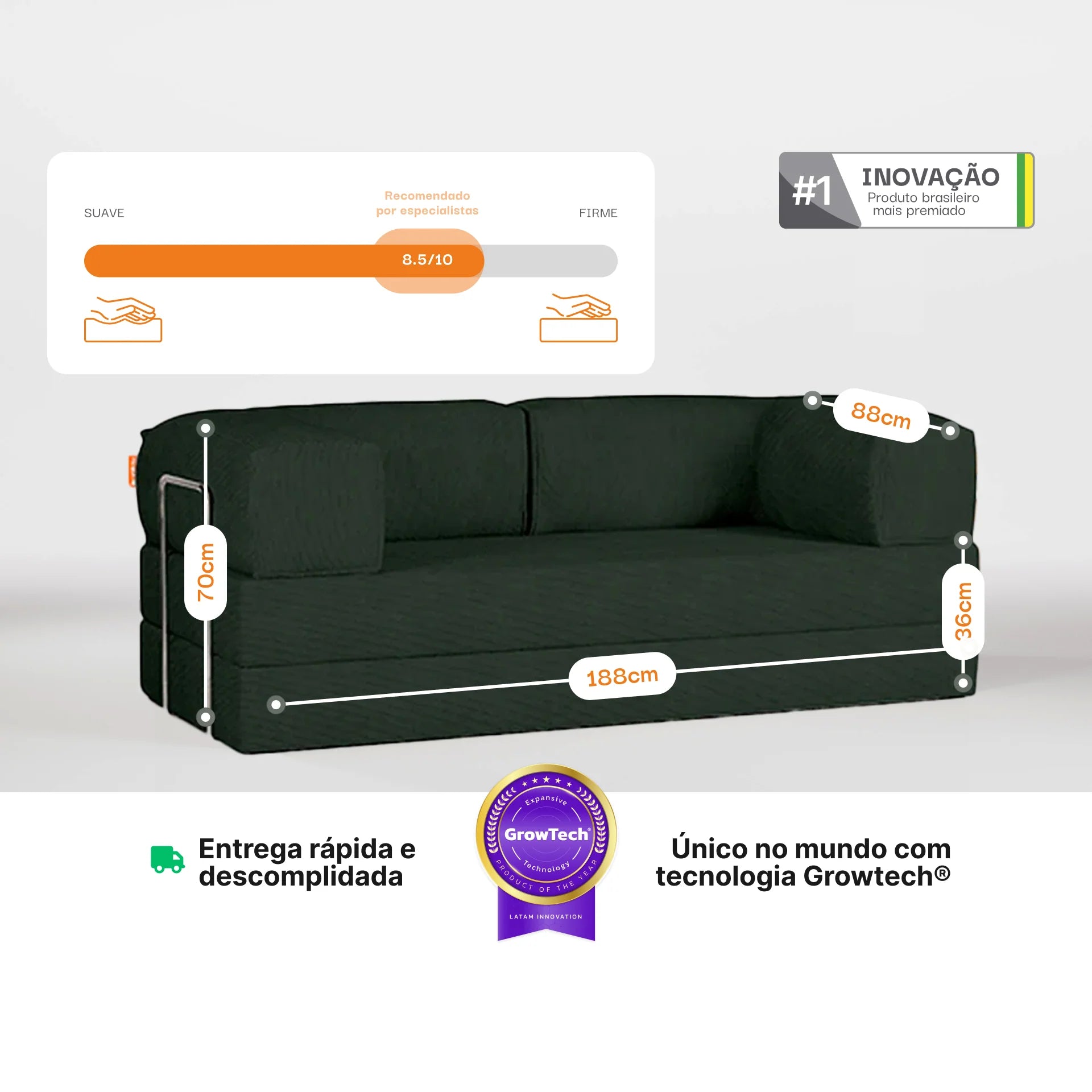 Sofá Cama Bloom Tecido Boucle Verde Musgo - Sofá na Caixa