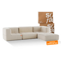 Sofá na Caixa modular 3 lugares em Boucle com Apoio de pé Grátis  - Linho