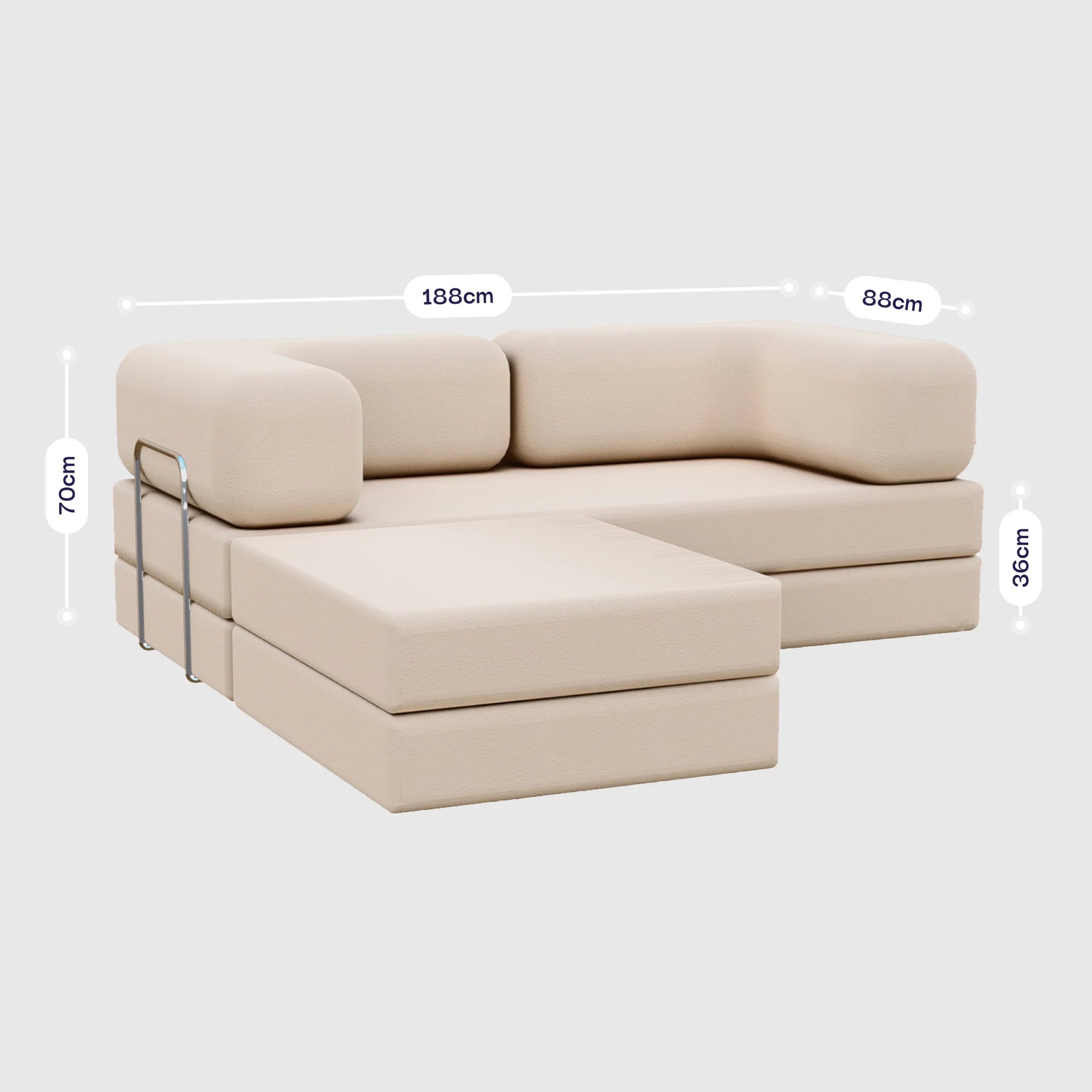 Sofá Cama Bloom Tecido Boucle Laranja - Sofá na Caixa + Apoio de Pé Grátis