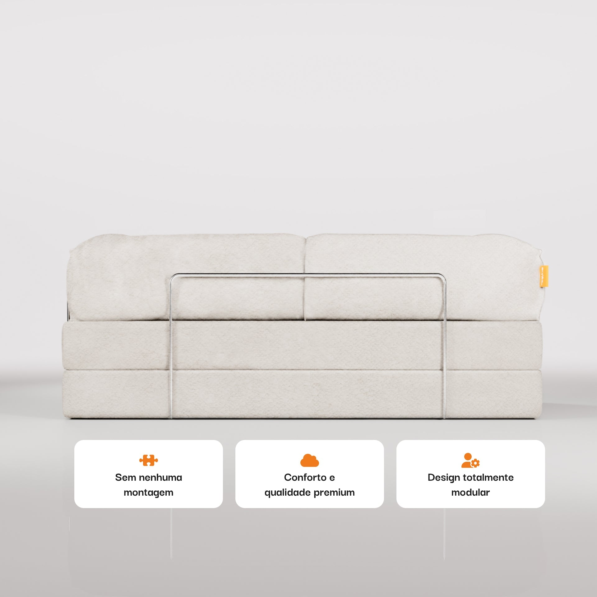 Sofá Cama Bloom Tecido Boucle Linho - Sofá na Caixa